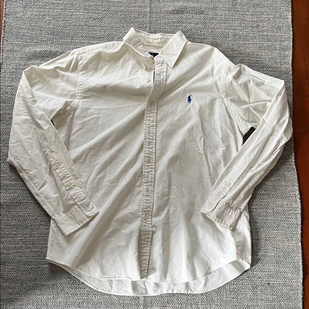 Ralph Lauren White Long-Sleeve Oxford Button-Down Shirt Large 100% Cotton